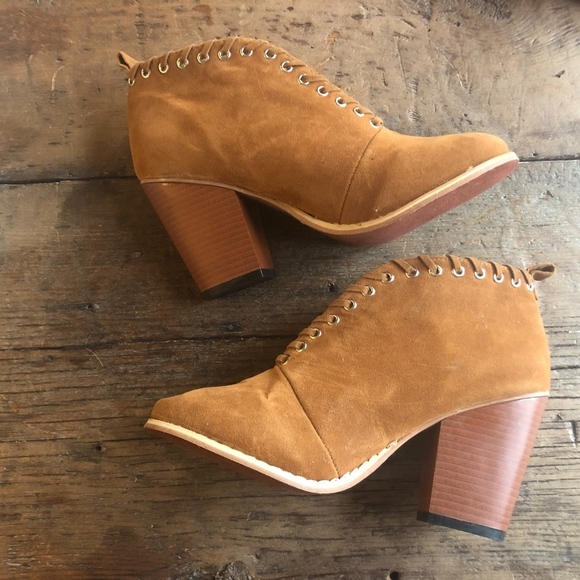 Sould Out Camel Colored Faux Suede Booties 8 - Picture 2 of 6